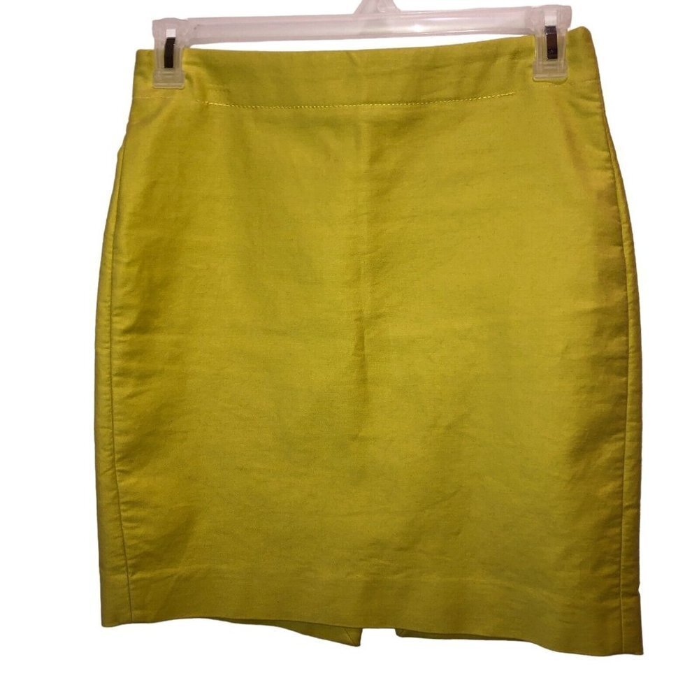 J Crew Womens Size 8 Petite Mustard Yellow Pockets Zip Short Mini Pencil Skirt